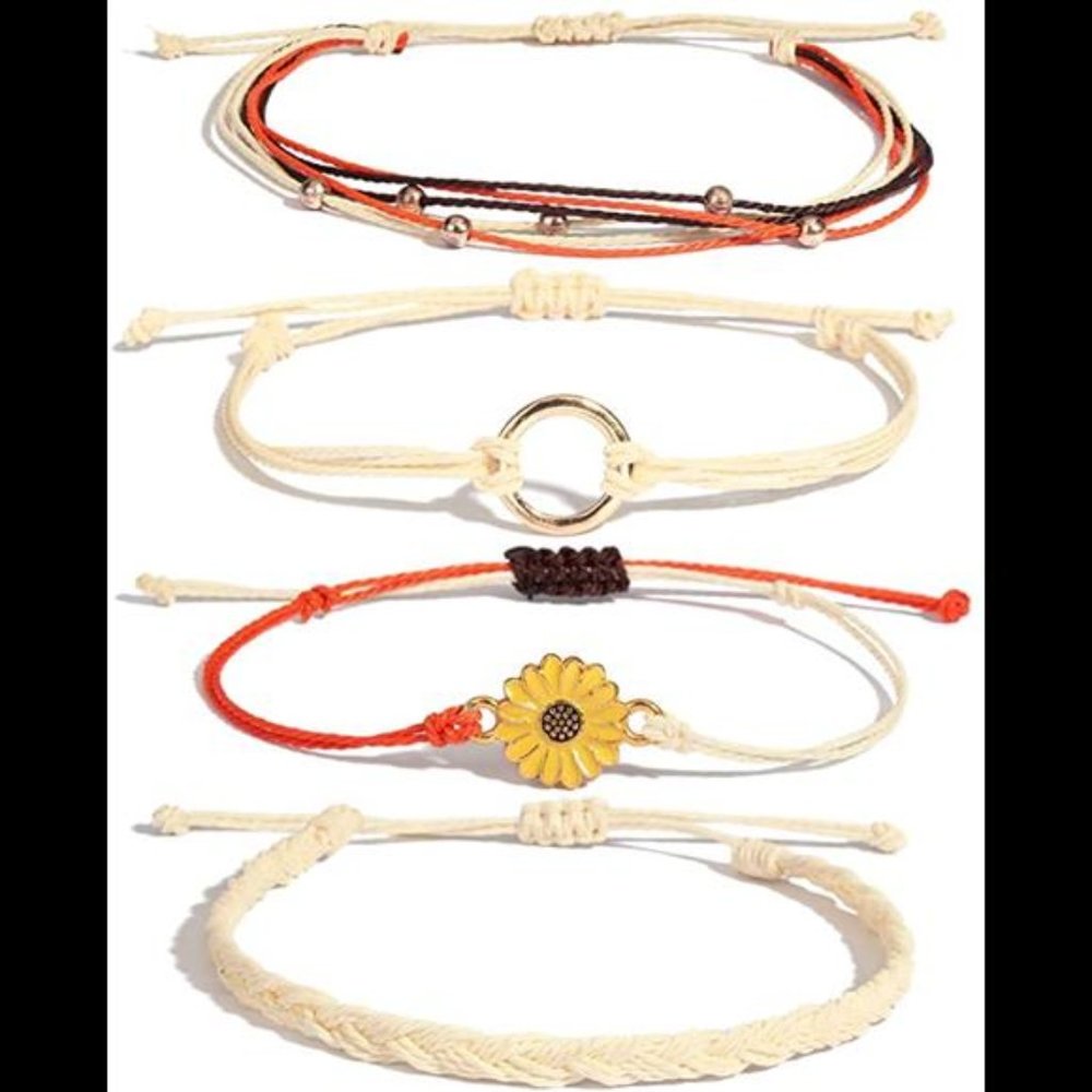 Cute Beige Sunflower String Bracelet